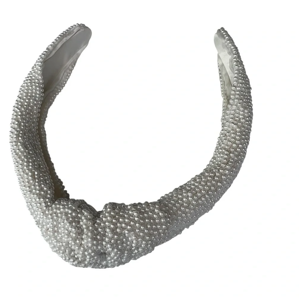 J. Crew White Beaded Knot Headband